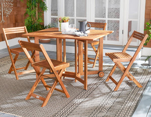 Safavieh ARVIN Outdoor Dining Set with Space-Saving Table and 4 Foldable Chairs for Stylish Gatherings Natural PAT7001A