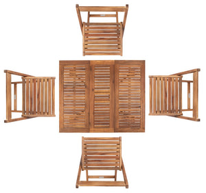 Safavieh ARVIN Outdoor Dining Set with Space-Saving Table and 4 Foldable Chairs for Stylish Gatherings Natural PAT7001A