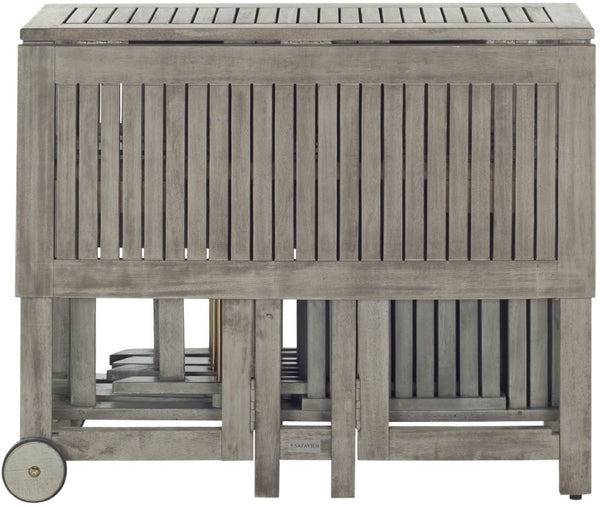 Safavieh ARVIN Outdoor Dining Set with Space-Saving Table and 4 Foldable Chairs for Stylish Gatherings Grey PAT7001B