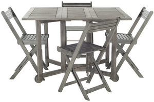 Safavieh ARVIN Outdoor Dining Set with Space-Saving Table and 4 Foldable Chairs for Stylish Gatherings Grey PAT7001B