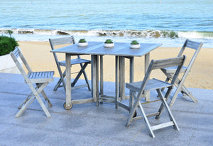 Safavieh ARVIN Outdoor Dining Set with Space-Saving Table and 4 Foldable Chairs for Stylish Gatherings Grey PAT7001B