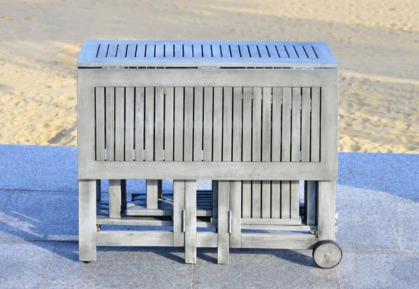 Safavieh ARVIN Outdoor Dining Set with Space-Saving Table and 4 Foldable Chairs for Stylish Gatherings Grey PAT7001B
