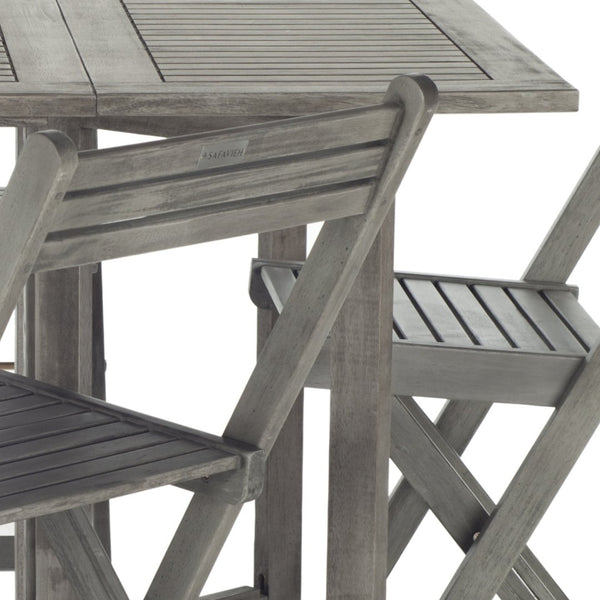 Safavieh ARVIN Outdoor Dining Set with Space-Saving Table and 4 Foldable Chairs for Stylish Gatherings Grey PAT7001B