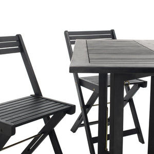 Safavieh ARVIN Outdoor Dining Set with Space-Saving Table and 4 Foldable Chairs for Stylish Gatherings Black PAT7001C