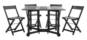 Safavieh ARVIN Outdoor Dining Set with Space-Saving Table and 4 Foldable Chairs for Stylish Gatherings Black PAT7001C