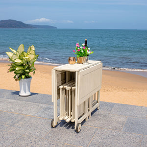 Safavieh ARVIN Outdoor Dining Set with Space-Saving Table and 4 Foldable Chairs for Stylish Gatherings White PAT7001D
