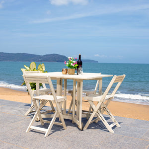 Safavieh ARVIN Outdoor Dining Set with Space-Saving Table and 4 Foldable Chairs for Stylish Gatherings White PAT7001D