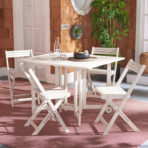 Safavieh ARVIN Outdoor Dining Set with Space-Saving Table and 4 Foldable Chairs for Stylish Gatherings White PAT7001D