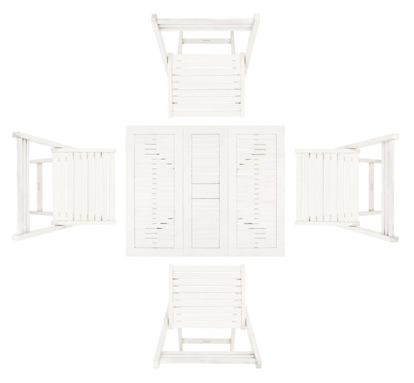 Safavieh ARVIN Outdoor Dining Set with Space-Saving Table and 4 Foldable Chairs for Stylish Gatherings White PAT7001D