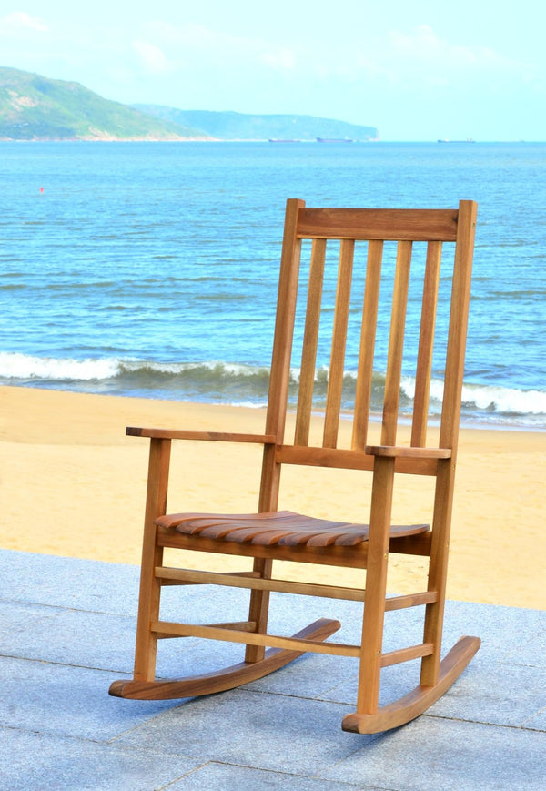 Safavieh SHASTA Rocking Chair - Timeless Comfort for Outdoor Spaces, Crafted from Sustainable Acacia Wood Natural PAT7002A