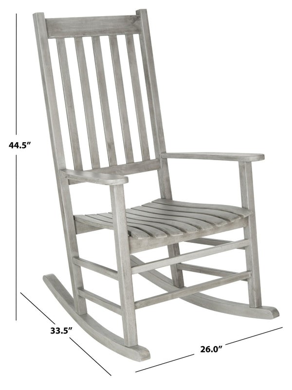 Safavieh SHASTA Rocking Chair - Timeless Comfort for Outdoor Spaces, Crafted from Sustainable Acacia Wood Grey PAT7002B