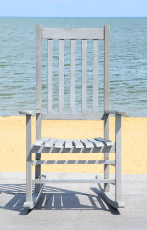 Safavieh SHASTA Rocking Chair - Timeless Comfort for Outdoor Spaces, Crafted from Sustainable Acacia Wood Grey PAT7002B