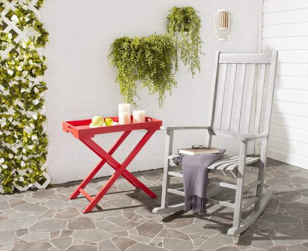 Safavieh SHASTA Rocking Chair - Timeless Comfort for Outdoor Spaces, Crafted from Sustainable Acacia Wood Grey PAT7002B