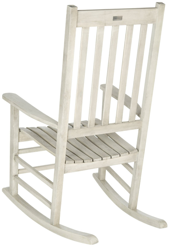 Safavieh SHASTA Rocking Chair - Timeless Comfort for Outdoor Spaces, Crafted from Sustainable Acacia Wood White PAT7002C