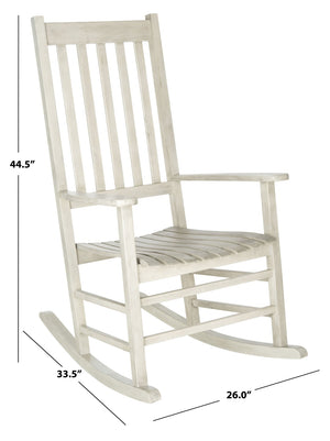 Safavieh SHASTA Rocking Chair - Timeless Comfort for Outdoor Spaces, Crafted from Sustainable Acacia Wood White PAT7002C