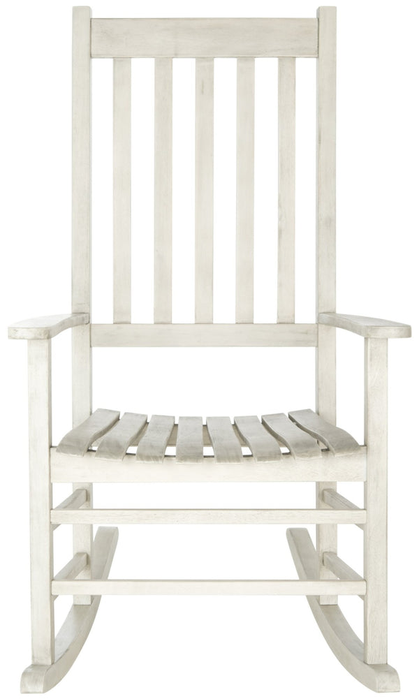 Safavieh SHASTA Rocking Chair - Timeless Comfort for Outdoor Spaces, Crafted from Sustainable Acacia Wood White PAT7002C