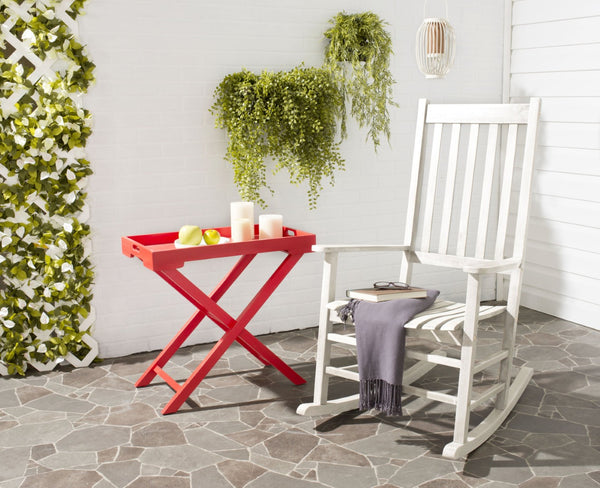 Safavieh SHASTA Rocking Chair - Timeless Comfort for Outdoor Spaces, Crafted from Sustainable Acacia Wood White PAT7002C
