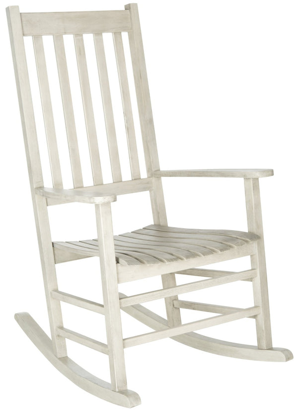 Safavieh SHASTA Rocking Chair - Timeless Comfort for Outdoor Spaces, Crafted from Sustainable Acacia Wood White PAT7002C