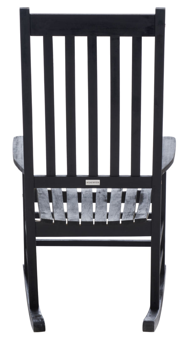 Safavieh SHASTA Rocking Chair - Timeless Comfort for Outdoor Spaces, Crafted from Sustainable Acacia Wood Black PAT7002D