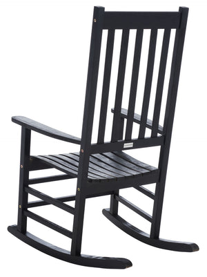 Safavieh SHASTA Rocking Chair - Timeless Comfort for Outdoor Spaces, Crafted from Sustainable Acacia Wood Black PAT7002D