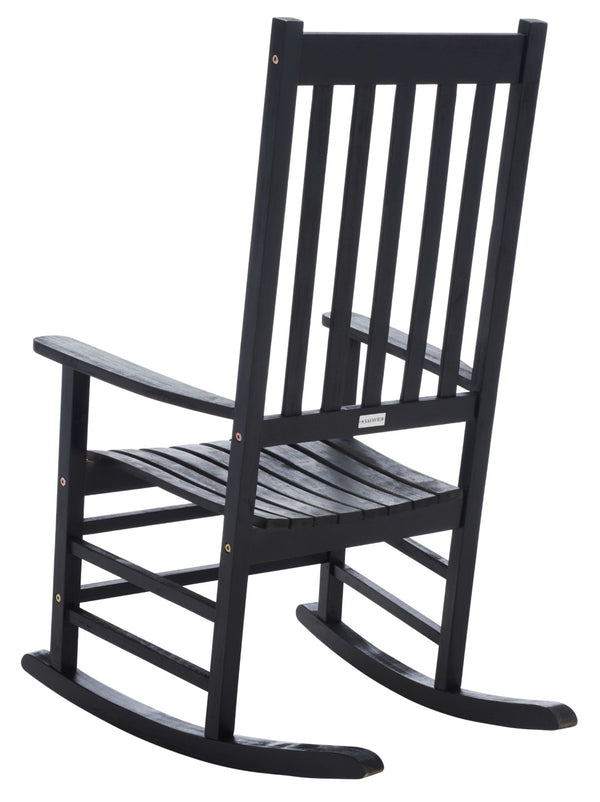 Safavieh SHASTA Rocking Chair - Timeless Comfort for Outdoor Spaces, Crafted from Sustainable Acacia Wood Black PAT7002D