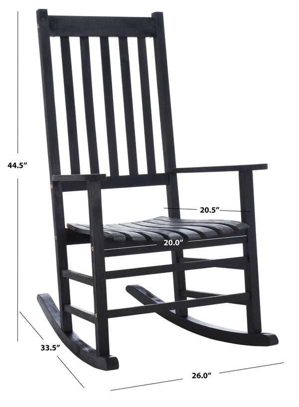 Safavieh SHASTA Rocking Chair - Timeless Comfort for Outdoor Spaces, Crafted from Sustainable Acacia Wood Black PAT7002D