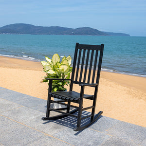 Safavieh SHASTA Rocking Chair - Timeless Comfort for Outdoor Spaces, Crafted from Sustainable Acacia Wood Black PAT7002D
