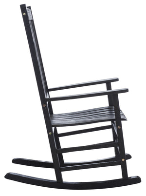 Safavieh SHASTA Rocking Chair - Timeless Comfort for Outdoor Spaces, Crafted from Sustainable Acacia Wood Black PAT7002D