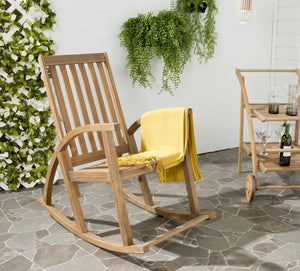 Safavieh CLAYTON Rocking Chair - Timeless Comfort Meets Modern Style for Your Outdoor Living Space Natural PAT7003A