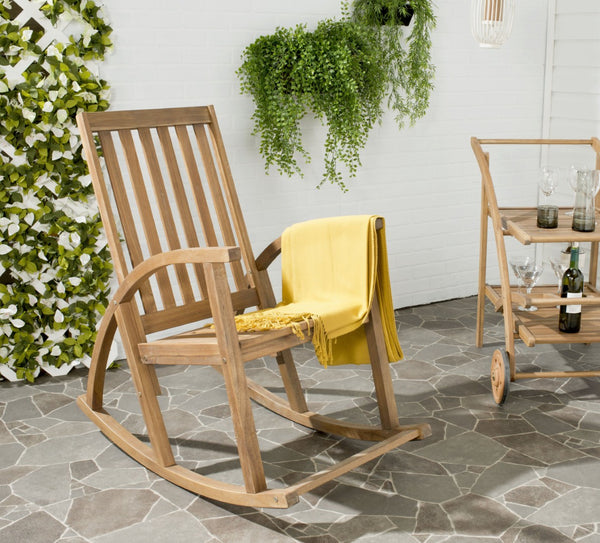 Safavieh CLAYTON Rocking Chair - Timeless Comfort Meets Modern Style for Your Outdoor Living Space Natural PAT7003A
