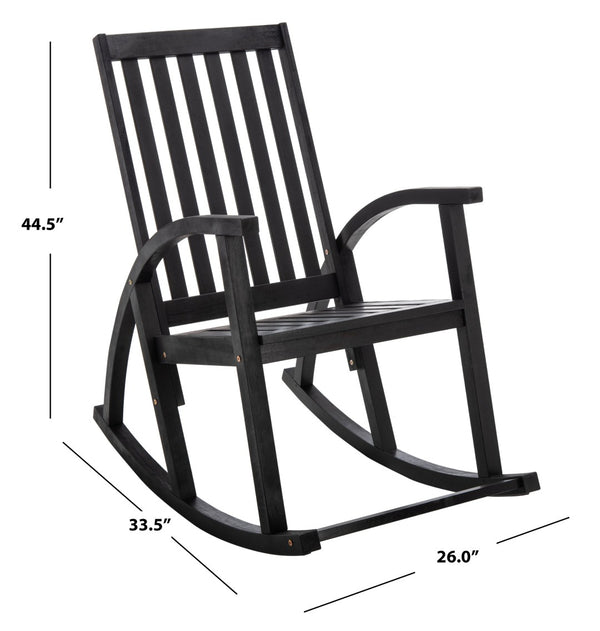 Safavieh CLAYTON Rocking Chair - Timeless Comfort Meets Modern Style for Your Outdoor Living Space Black PAT7003D