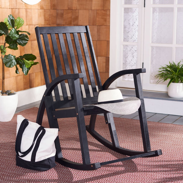 Safavieh CLAYTON Rocking Chair - Timeless Comfort Meets Modern Style for Your Outdoor Living Space Black PAT7003D