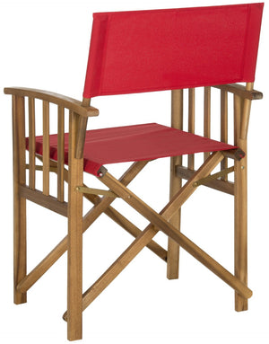 Safavieh LAGUNA Director Chairs - Set of 2 Stylish Outdoor Seating in Durable Eco-Friendly Design, Perfect for Entertaining Natural / Red PAT7004A-SET2
