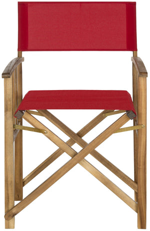 Safavieh LAGUNA Director Chairs - Set of 2 Stylish Outdoor Seating in Durable Eco-Friendly Design, Perfect for Entertaining Natural / Red PAT7004A-SET2