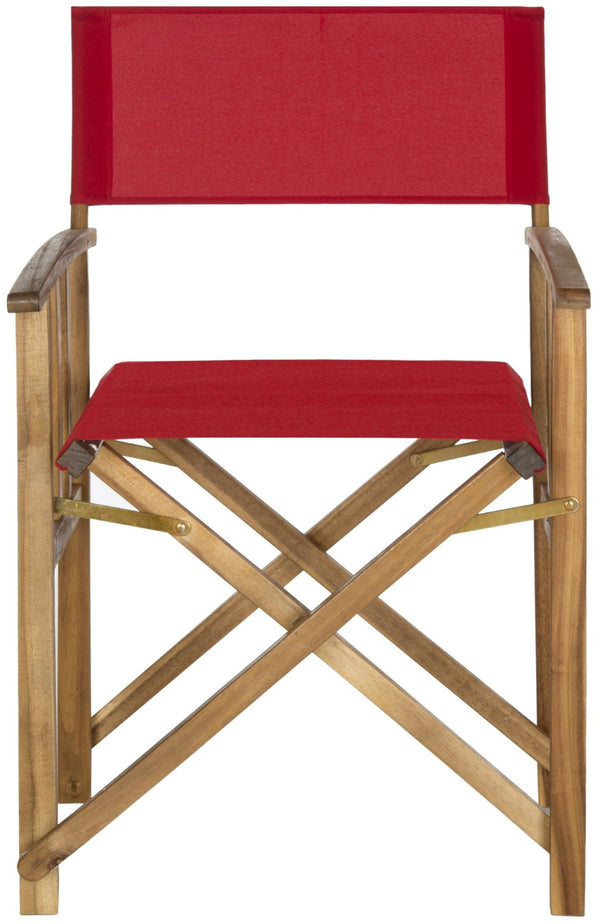 Safavieh LAGUNA Director Chairs - Set of 2 Stylish Outdoor Seating in Durable Eco-Friendly Design, Perfect for Entertaining Natural / Red PAT7004A-SET2