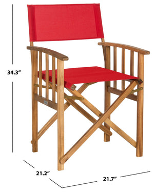 Safavieh LAGUNA Director Chairs - Set of 2 Stylish Outdoor Seating in Durable Eco-Friendly Design, Perfect for Entertaining Natural / Red PAT7004A-SET2