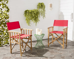 Safavieh LAGUNA Director Chairs - Set of 2 Stylish Outdoor Seating in Durable Eco-Friendly Design, Perfect for Entertaining Natural / Red PAT7004A-SET2