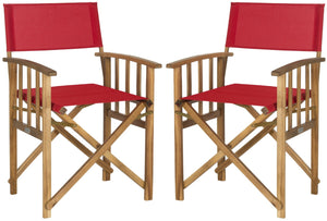 Safavieh LAGUNA Director Chairs - Set of 2 Stylish Outdoor Seating in Durable Eco-Friendly Design, Perfect for Entertaining Natural / Red PAT7004A-SET2