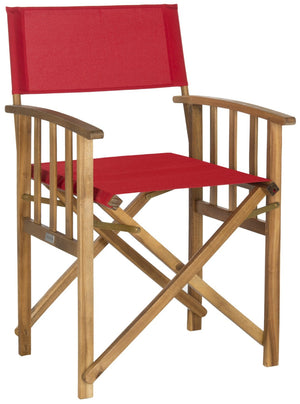 Safavieh LAGUNA Director Chairs - Set of 2 Stylish Outdoor Seating in Durable Eco-Friendly Design, Perfect for Entertaining Natural / Red PAT7004A-SET2