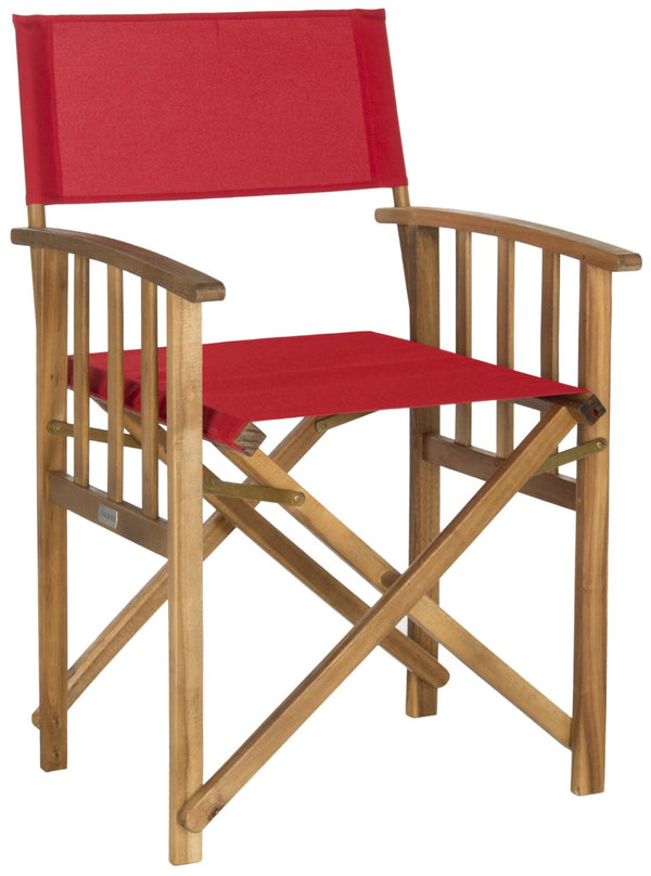 Safavieh LAGUNA Director Chairs - Set of 2 Stylish Outdoor Seating in Durable Eco-Friendly Design, Perfect for Entertaining Natural / Red PAT7004A-SET2