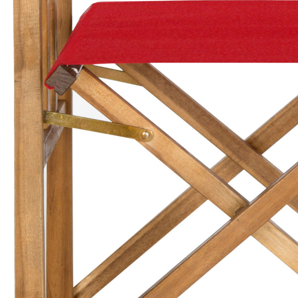 Safavieh LAGUNA Director Chairs - Set of 2 Stylish Outdoor Seating in Durable Eco-Friendly Design, Perfect for Entertaining Natural / Red PAT7004A-SET2