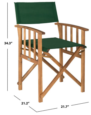 Safavieh LAGUNA Director Chairs - Set of 2 Stylish Outdoor Seating in Durable Eco-Friendly Design, Perfect for Entertaining Natural / Green PAT7004B-SET2