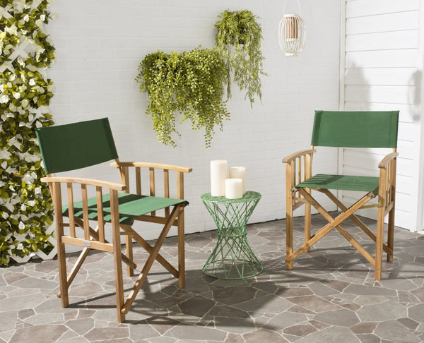 Safavieh LAGUNA Director Chairs - Set of 2 Stylish Outdoor Seating in Durable Eco-Friendly Design, Perfect for Entertaining Natural / Green PAT7004B-SET2