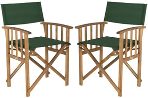 Safavieh LAGUNA Director Chairs - Set of 2 Stylish Outdoor Seating in Durable Eco-Friendly Design, Perfect for Entertaining Natural / Green PAT7004B-SET2