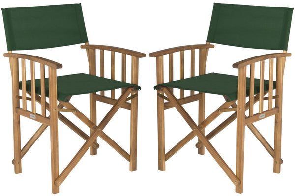 Safavieh LAGUNA Director Chairs - Set of 2 Stylish Outdoor Seating in Durable Eco-Friendly Design, Perfect for Entertaining Natural / Green PAT7004B-SET2