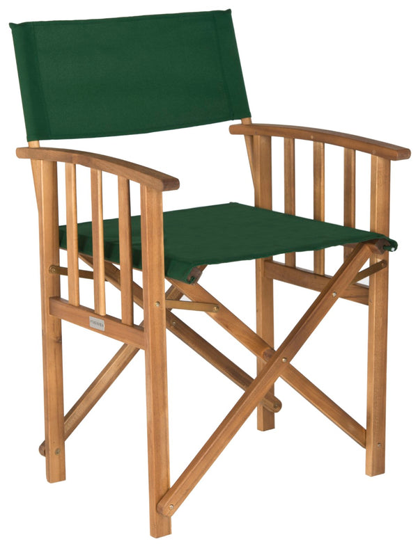 Safavieh LAGUNA Director Chairs - Set of 2 Stylish Outdoor Seating in Durable Eco-Friendly Design, Perfect for Entertaining Natural / Green PAT7004B-SET2