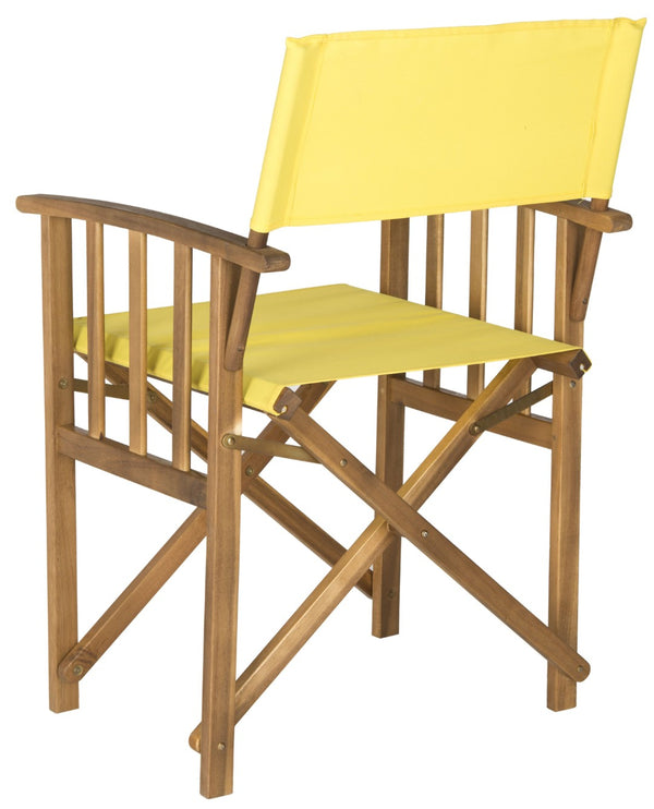 Safavieh LAGUNA Director Chairs - Set of 2 Stylish Outdoor Seating in Durable Eco-Friendly Design, Perfect for Entertaining Natural / Yellow PAT7004C-SET2