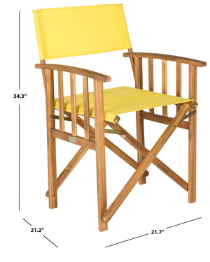 Safavieh LAGUNA Director Chairs - Set of 2 Stylish Outdoor Seating in Durable Eco-Friendly Design, Perfect for Entertaining Natural / Yellow PAT7004C-SET2
