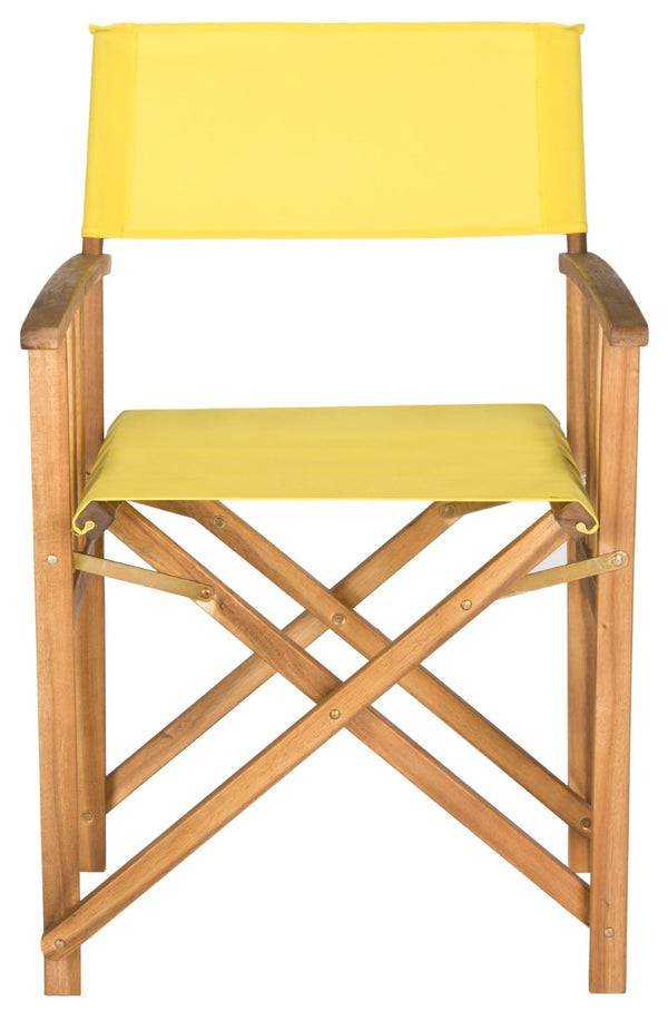 Safavieh LAGUNA Director Chairs - Set of 2 Stylish Outdoor Seating in Durable Eco-Friendly Design, Perfect for Entertaining Natural / Yellow PAT7004C-SET2