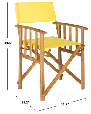 Safavieh LAGUNA Director Chairs - Set of 2 Stylish Outdoor Seating in Durable Eco-Friendly Design, Perfect for Entertaining Natural / Yellow PAT7004C-SET2